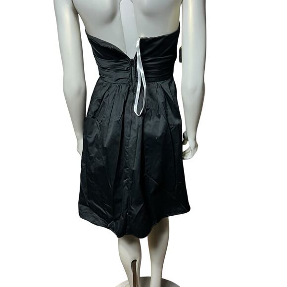 David's Bridal Size 2 Black Strapless Cocktail Dress NWT Pleated Cotton Formal - Picture 4 of 7